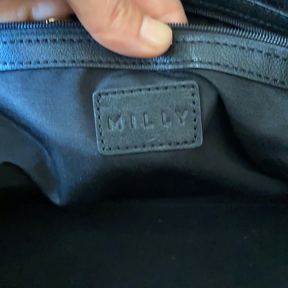 Milly black leather bag with gold details - Picture 3 of 3